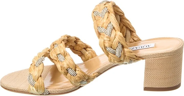 Aquazzura Costiera Crystal 50 Raffia Sandal - Image 2