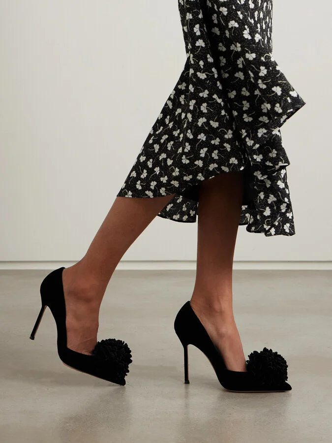 Aquazzura - Couturier Appliquéd Velvet Pumps - Black - Image 2