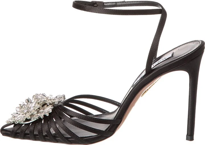 Aquazzura Crystal Margarita 105 Satin Pump - Image 2