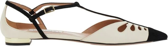 Aquazzura Cut-Out Detailed Buckled Ballet Flat Shoes