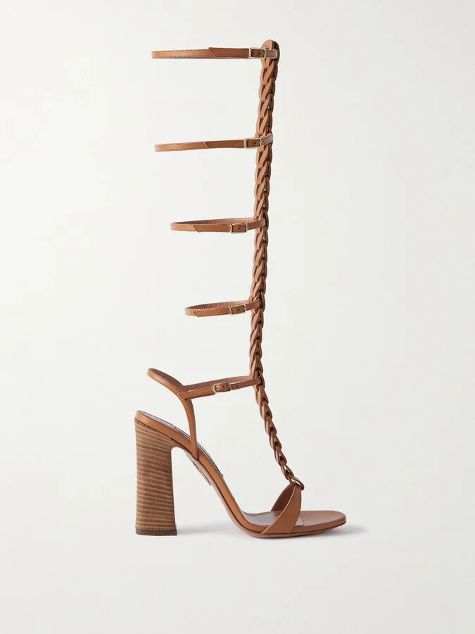 Aquazzura - Destiny Gladiator 105 Braided Leather Sandals - Brown