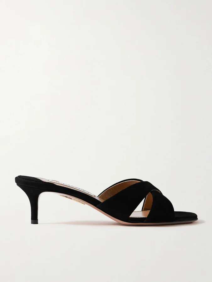 Aquazzura - Divine 50 Suede Mules - Black
