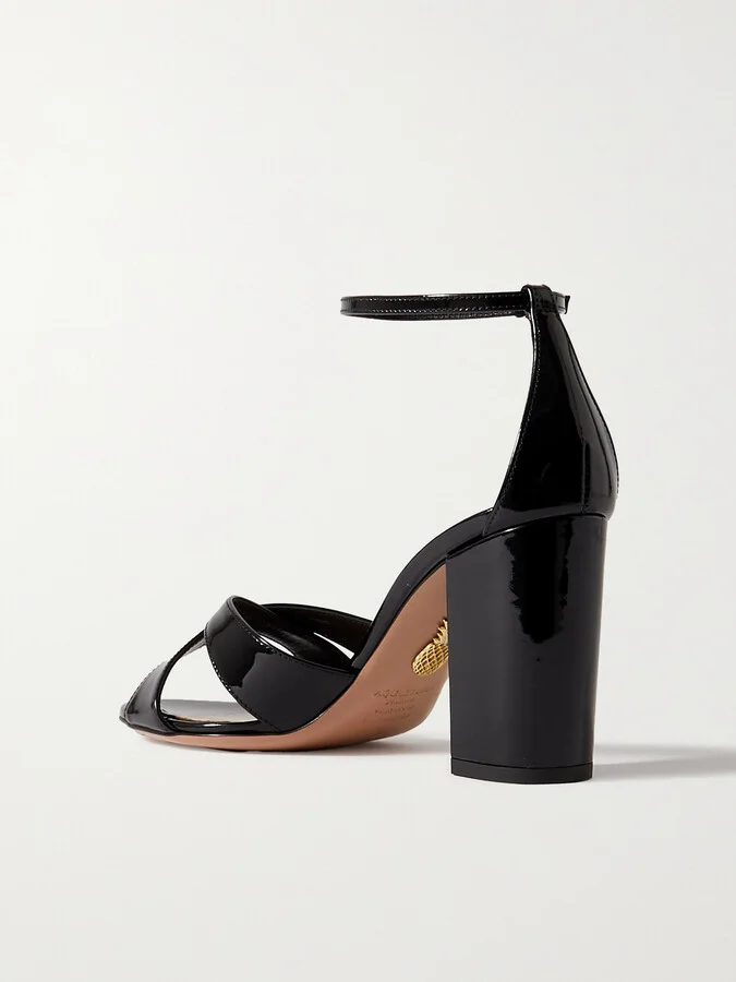Aquazzura - Divine 85 Patent-leather Sandals - Black - Image 3