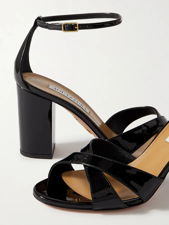 Aquazzura - Divine 85 Patent-leather Sandals - Black - Image 4