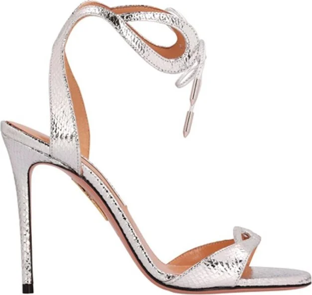 Aquazzura Embossed Ankle Strap Sandals