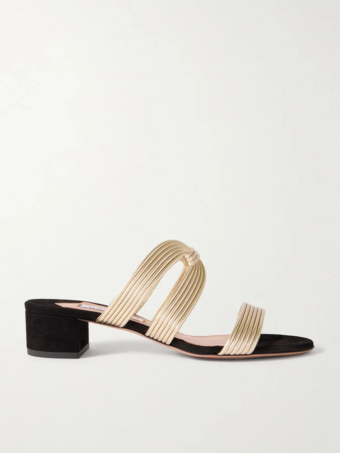 Aquazzura - Escencia 35 Knotted Metallic Sandals - Gold