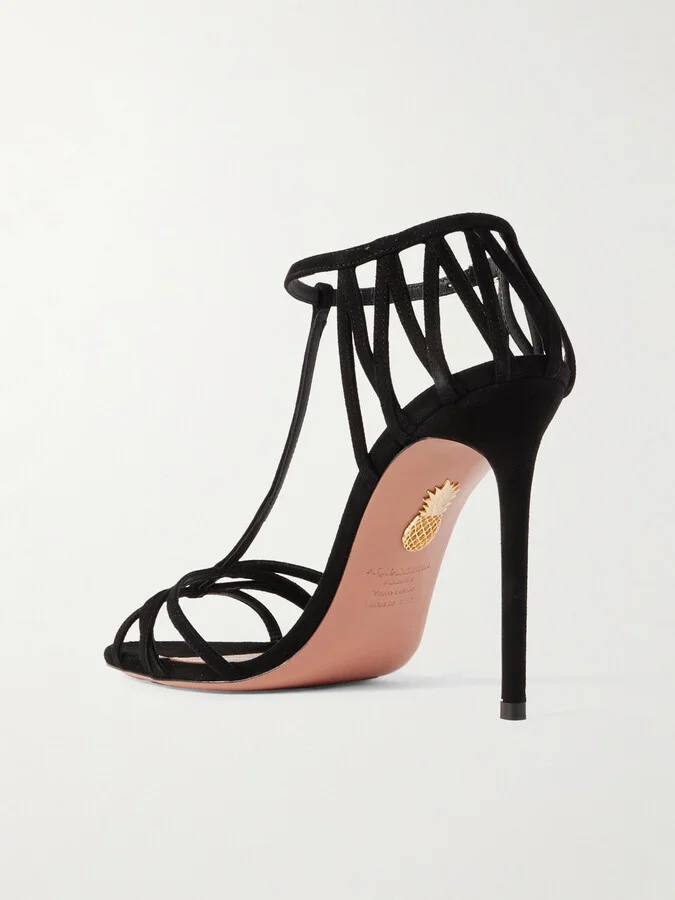 Aquazzura - Forever More 105 Suede Sandals - Black - Image 3