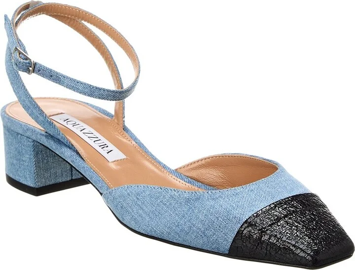 Aquazzura French Flirt 35 Denim & Leather Pump