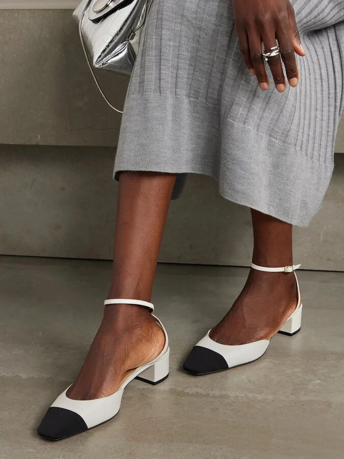 Aquazzura - French Flirt 35 Grosgrain-trimmed Leather Mary Jane Pumps - White - Image 2