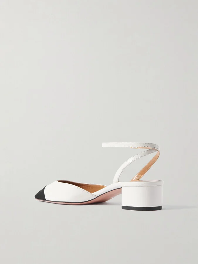 Aquazzura - French Flirt 35 Grosgrain-trimmed Leather Mary Jane Pumps - White - Image 3