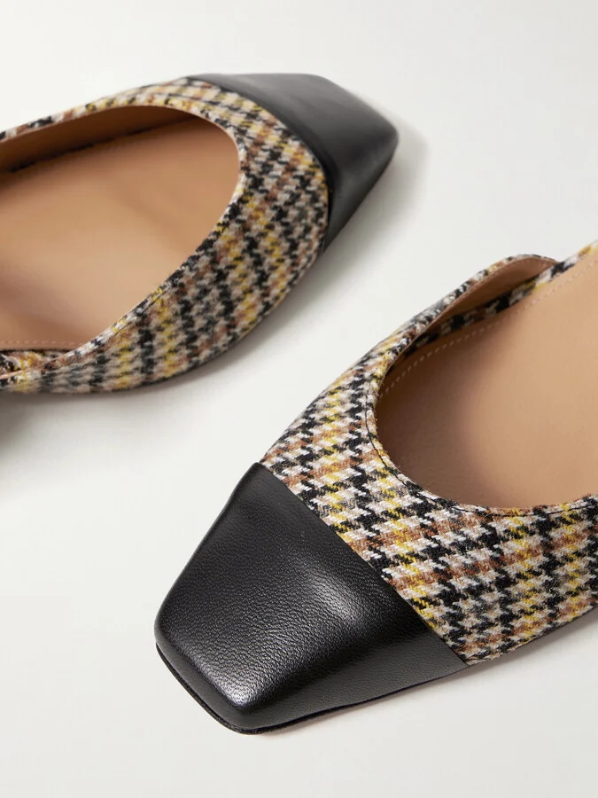 Aquazzura - French Flirt 35 Leather-trimmed Checked Houndstooth Woven Pumps - Yellow - Image 4