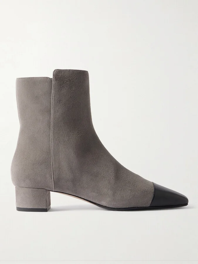Aquazzura - French Flirt 35 Leather-trimmed Suede Ankle Boots - Gray
