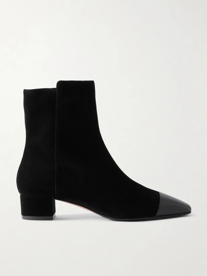 Aquazzura - French Flirt Leather-trimmed Suede Ankle Boots - Black
