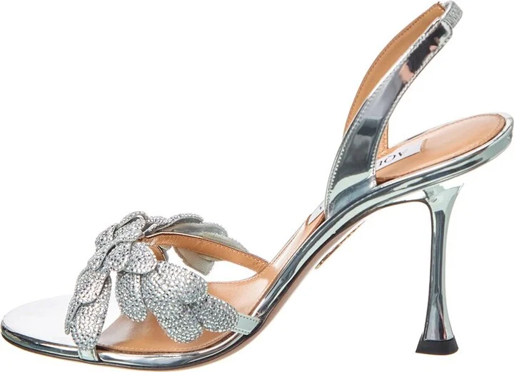 Aquazzura Galactic Flower 95 Leather Slingback Sandal - Image 2