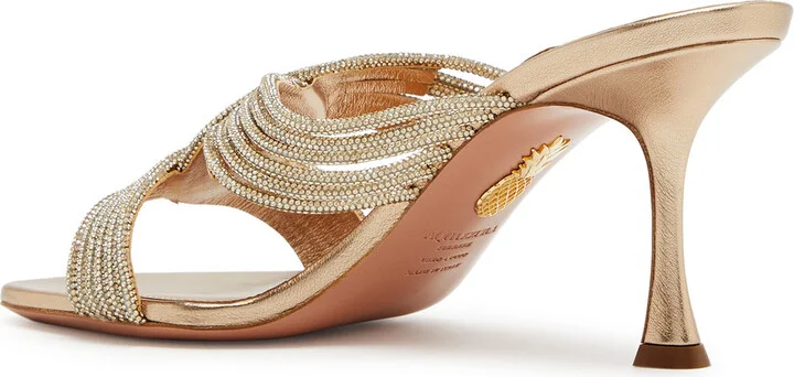 Aquazzura Gatsby 75 Embellished Leather Mules - Image 2