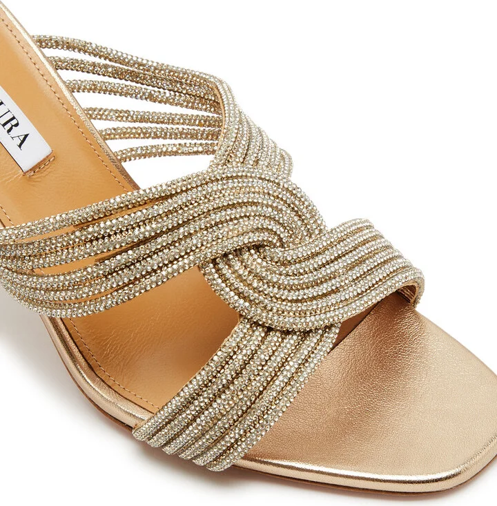 Aquazzura Gatsby 75 Embellished Leather Mules - Image 3