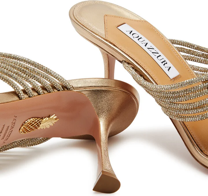 Aquazzura Gatsby 75 Embellished Leather Mules - Image 4