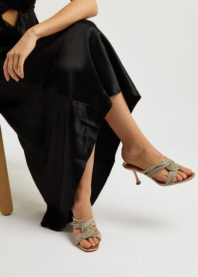 Aquazzura Gatsby 75 Embellished Leather Mules - Image 5