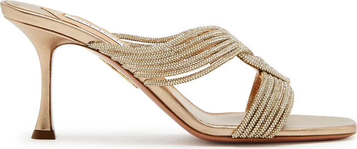 Aquazzura Gatsby 75 Embellished Leather Mules