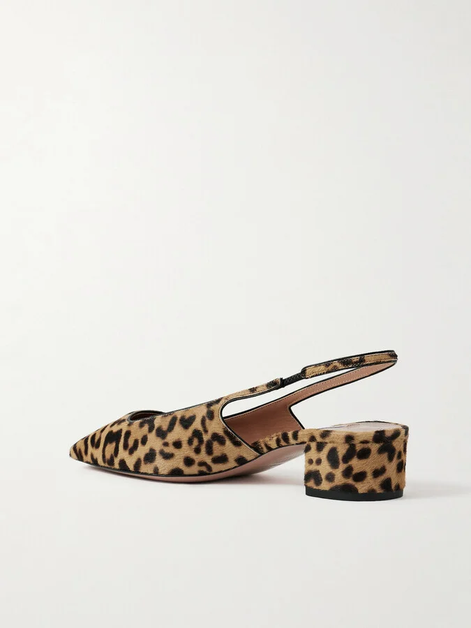 Aquazzura - Ginza 35 Leopard-print Calf Hair Slingback Pumps - Animal print - Image 3