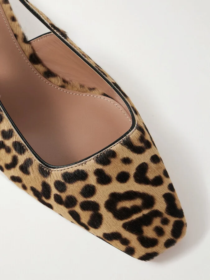 Aquazzura - Ginza 35 Leopard-print Calf Hair Slingback Pumps - Animal print - Image 4