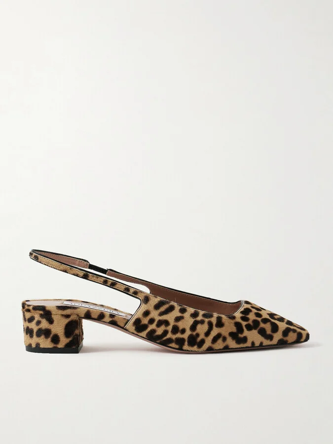 Aquazzura - Ginza 35 Leopard-print Calf Hair Slingback Pumps - Animal print