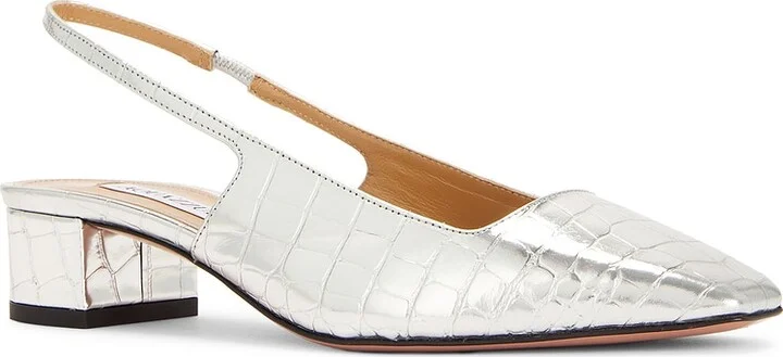Aquazzura Ginza Sling 35 Pump in Metallic Silver - Image 2