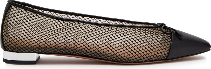 Aquazzura Gioia Mesh and Leather Ballet Flats