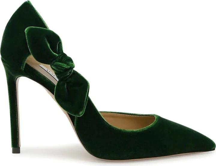 Aquazzura Green Velvet Bow Tie Pump 105