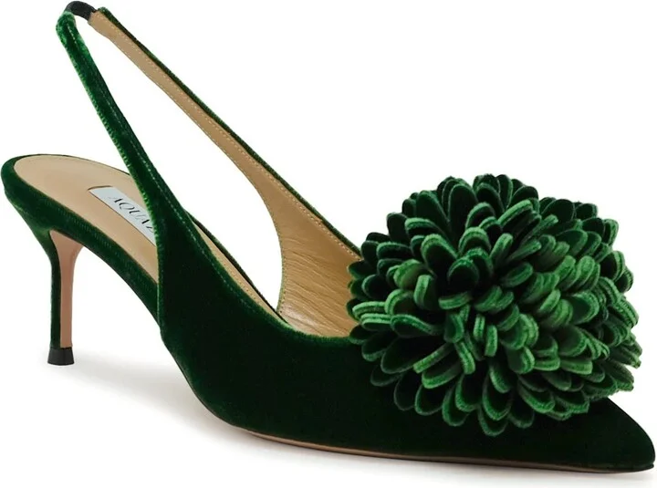 Aquazzura Green Velvet Couturier Sling 65 - Image 2