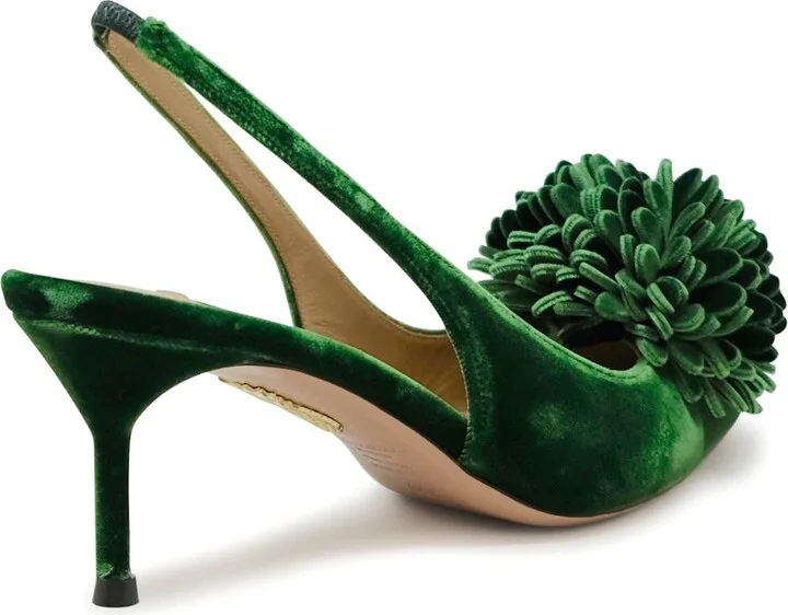 Aquazzura Green Velvet Couturier Sling 65 - Image 3