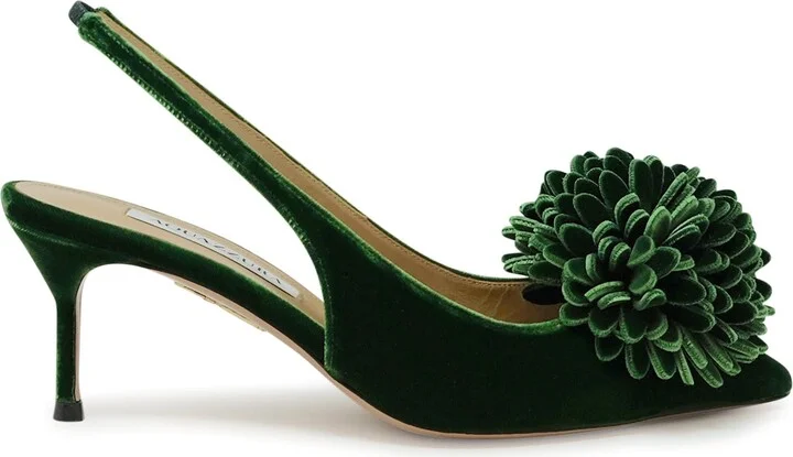 Aquazzura Green Velvet Couturier Sling 65