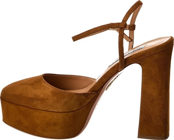 Aquazzura Groove Plateau 120 Suede Platform Pump - Image 2