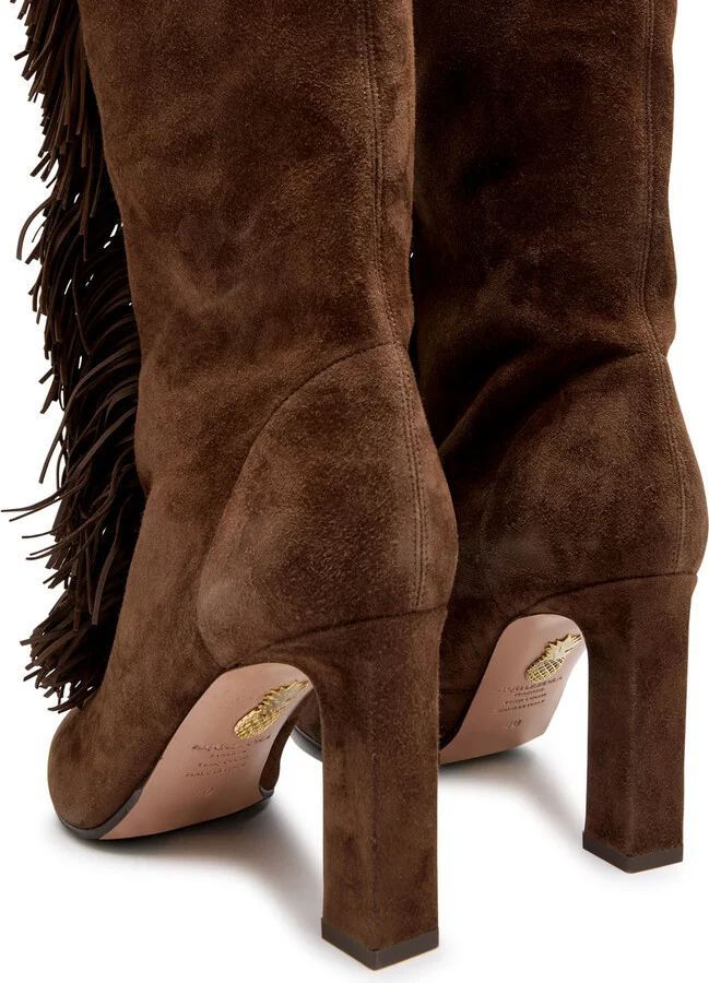 Aquazzura Gytane 85 Fringed Suede Knee-high Boots - Image 4