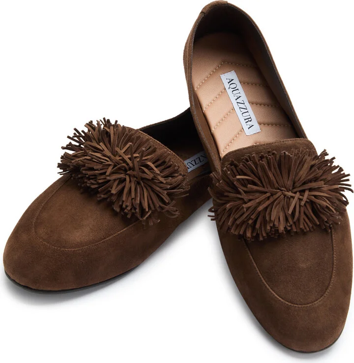 Aquazzura Gytane Fringed Suede Loafers - Image 4