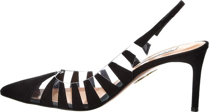 Aquazzura Hot Rumor 75 Suede & Vinyl Pump - Image 2