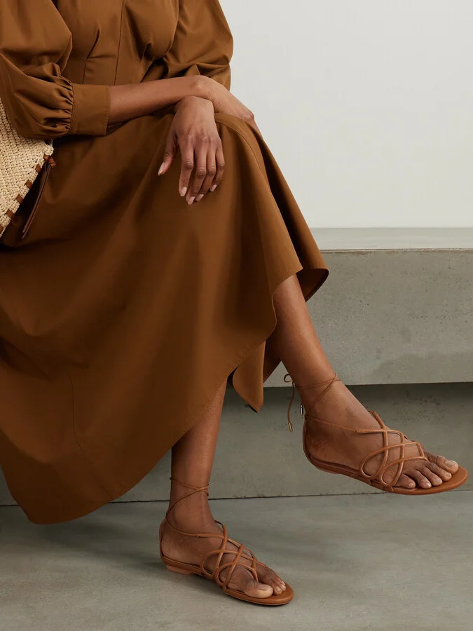 Aquazzura - Infinito Leather Sandals - Brown - Image 2