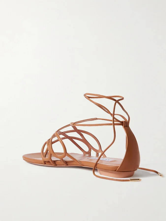 Aquazzura - Infinito Leather Sandals - Brown - Image 3