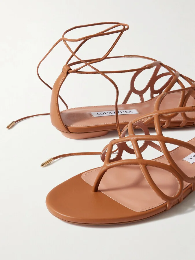 Aquazzura - Infinito Leather Sandals - Brown - Image 4