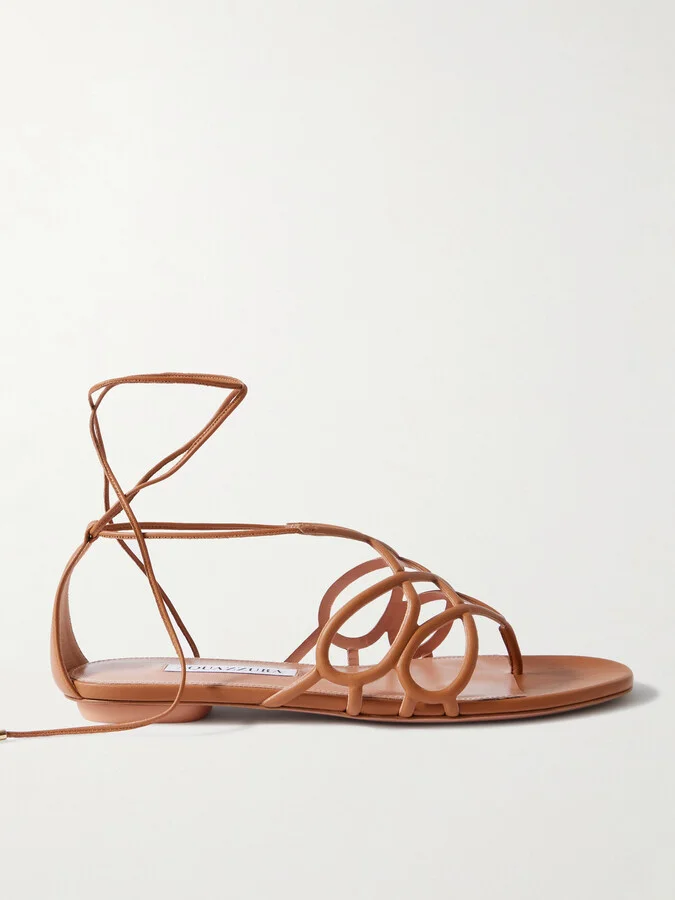 Aquazzura - Infinito Leather Sandals - Brown