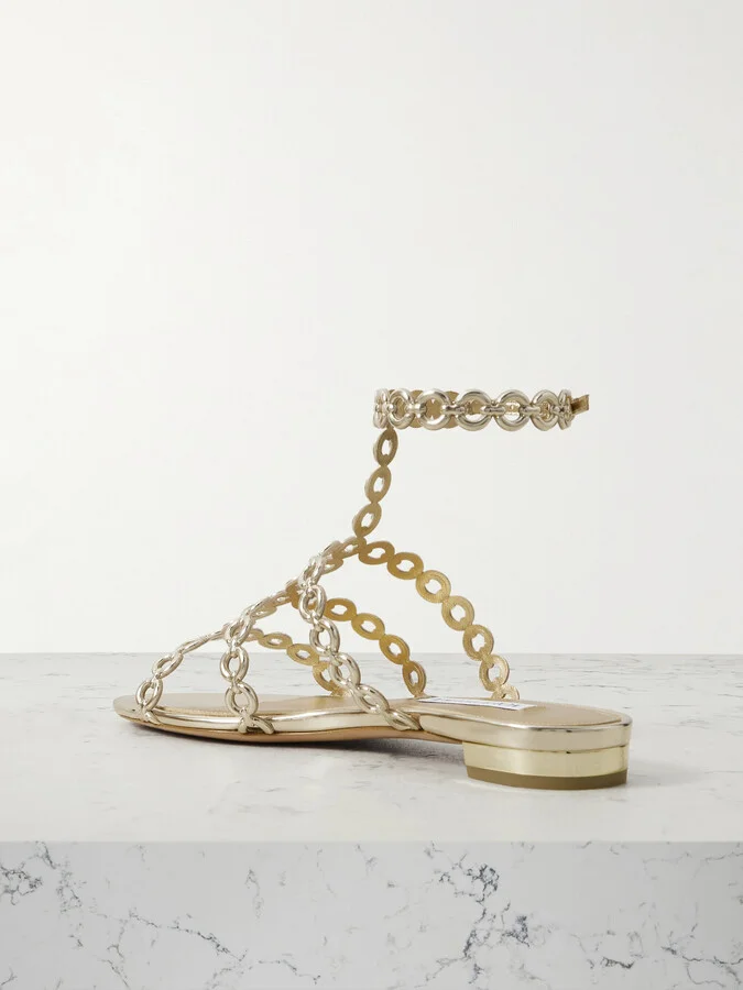 Aquazzura - Infinity Metallic Sandals - Gold - Image 3