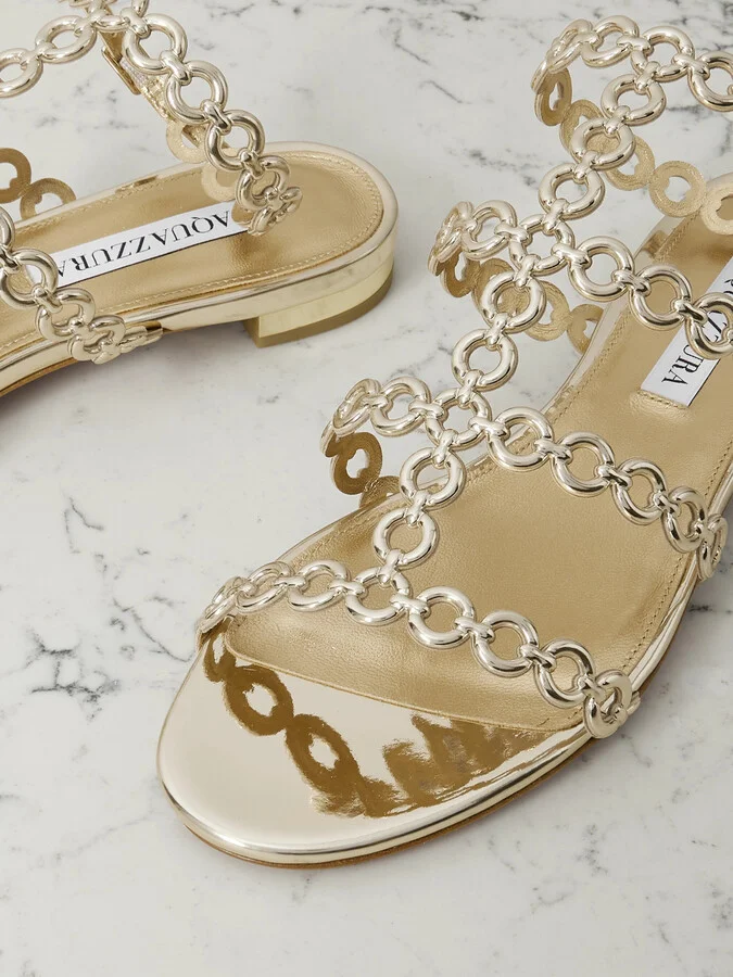 Aquazzura - Infinity Metallic Sandals - Gold - Image 4