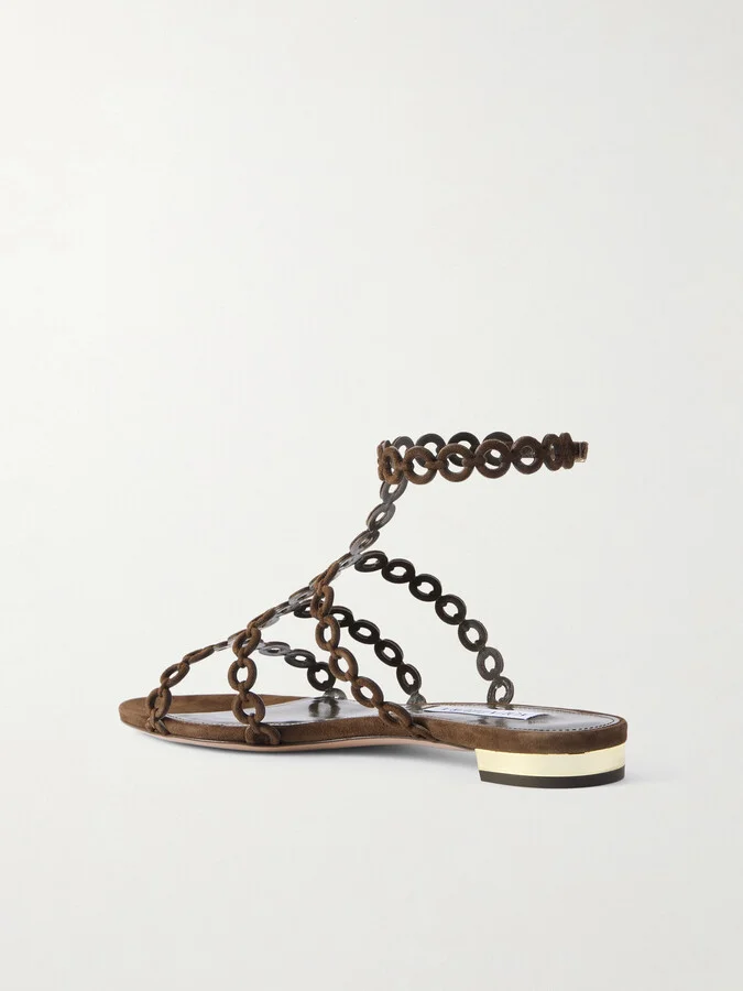 Aquazzura - Infinity Suede Sandals - Brown - Image 3