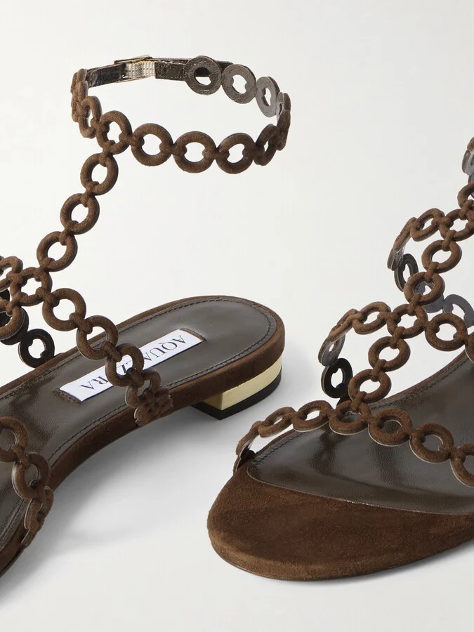 Aquazzura - Infinity Suede Sandals - Brown - Image 4