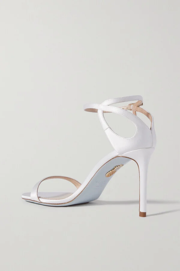 Aquazzura - Joy 85 Cutout Satin Sandals - White - Image 3