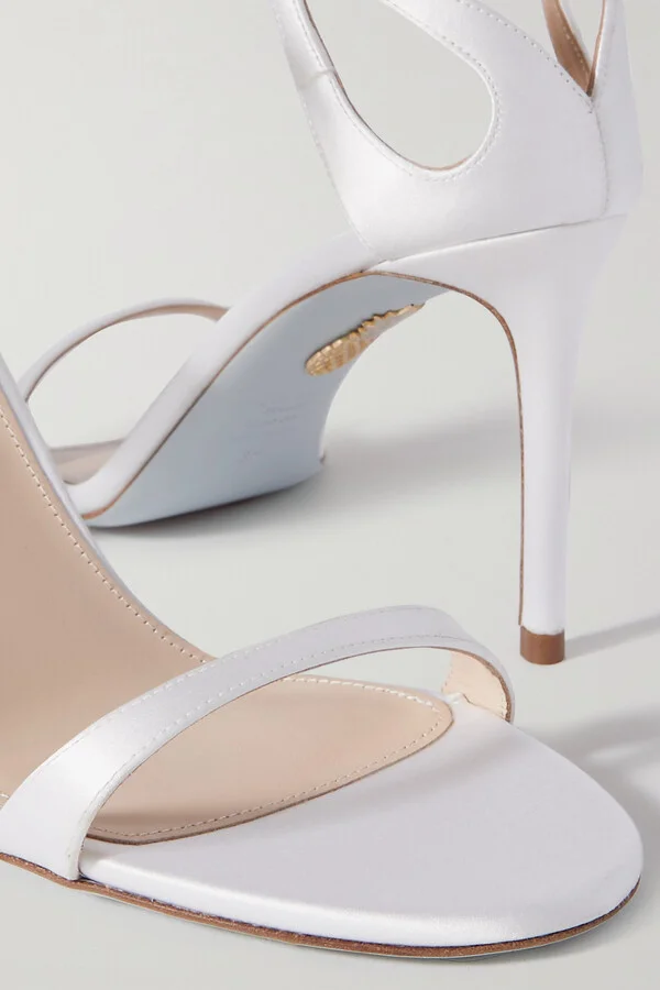 Aquazzura - Joy 85 Cutout Satin Sandals - White - Image 4