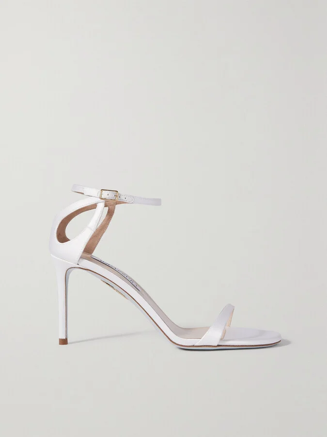 Aquazzura - Joy 85 Cutout Satin Sandals - White