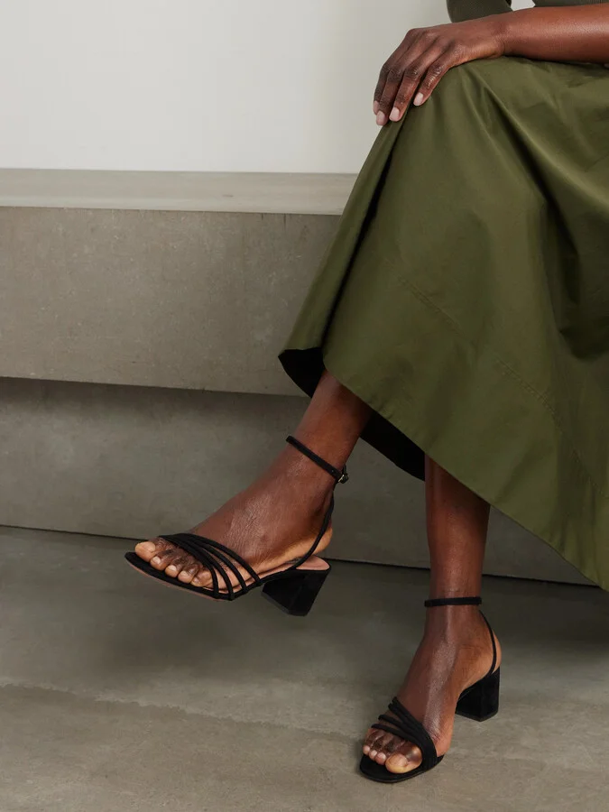 Aquazzura - Latour 50 Suede Sandals - Black - Image 2