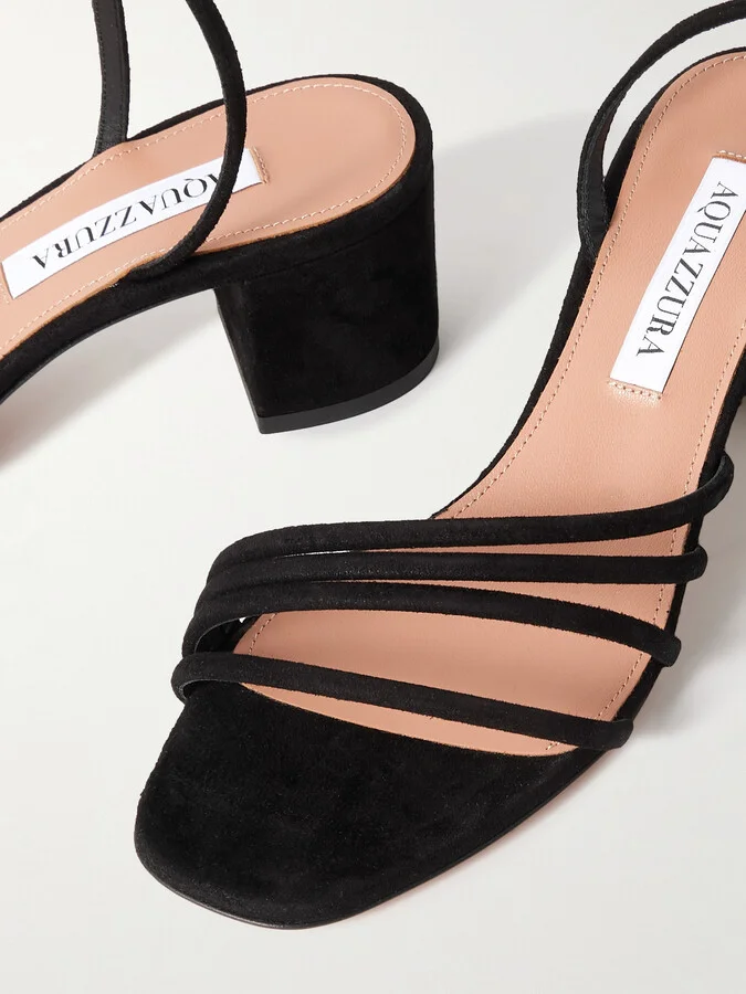 Aquazzura - Latour 50 Suede Sandals - Black - Image 4