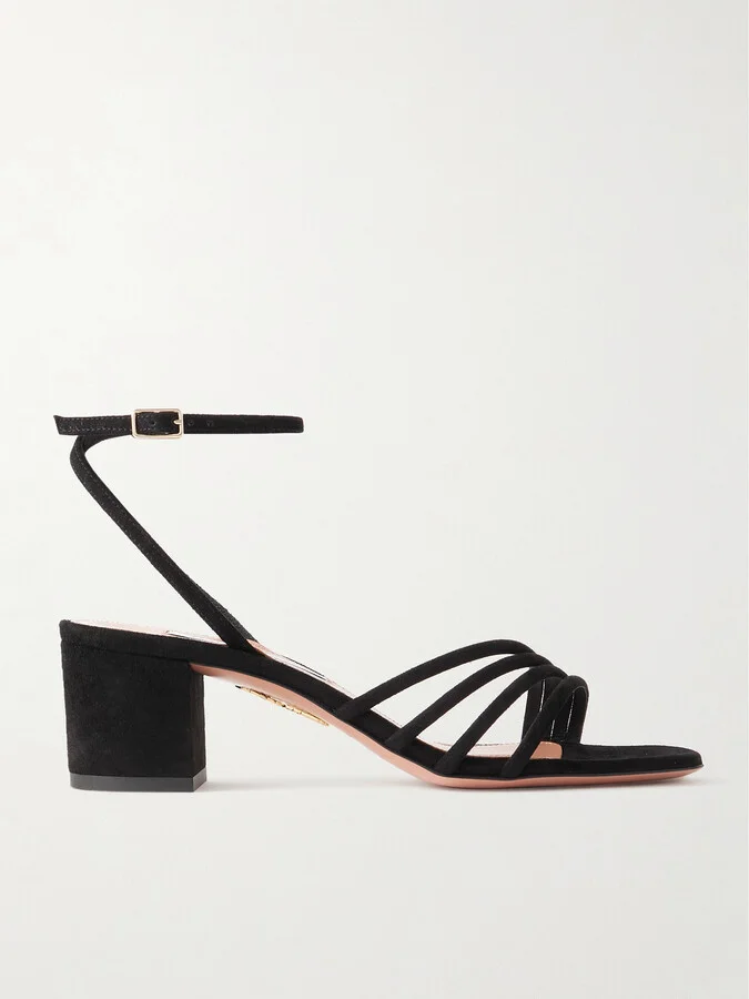 Aquazzura - Latour 50 Suede Sandals - Black